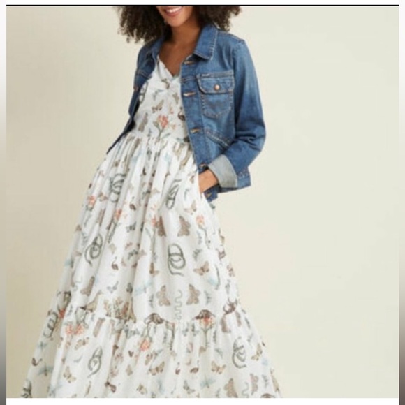 NWOT animal all over print snake Fauna maxi 100% cotton dress prairie boho L - Picture 5 of 16